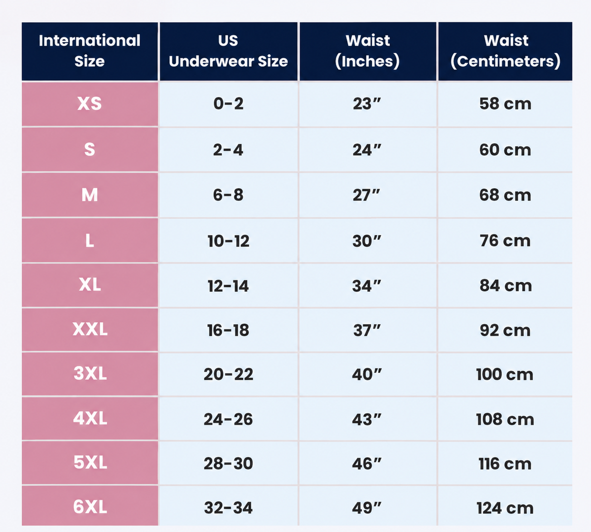 Size chart